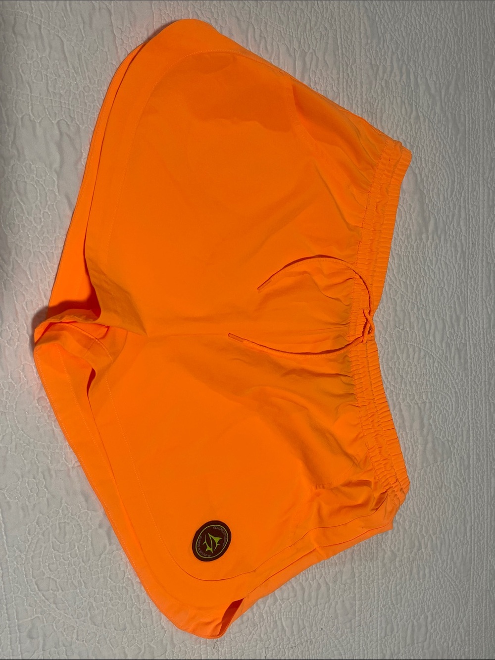 Women's Neon Orange Athletic Shorts with Elastic Waistband